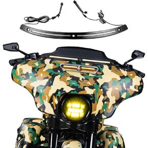 Plug and Play LED Front Running Turn Signal Light Windshield Windscreen Trim Compatible with Harley Touring Street Glide and Ultra Limited 2014–2023 (Black) in Kuwait