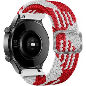 Wscebck Nylon Smart Watch Band for 20mm 22mm Universal Braided Solo Loop Bracelet Watch4 40 44 Classic 46 42mm Strap (Color : Red and White, Size : 22mm Universal) in Kuwait