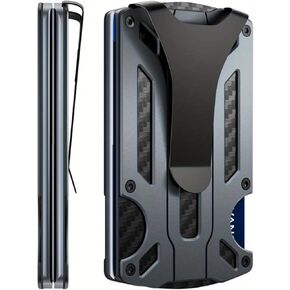 CCidea Mens Card Holder with Money Clip, Christmas Gifts for Men, Slim Minimalist Wallet for Men, Anti-scratch Carbon Fiber Wallet with RFID Blocking- Holds up to 12 Cards and 8 Bills (Coffee) in Kuwait