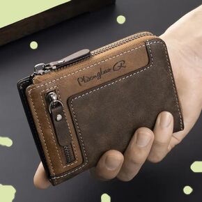 1pc Men's Retro Multifunctional Wallet - Fashion Zipper PU Leather Short Wallet Ideal Gift for Men in Kuwait