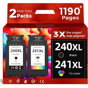 خرطوشة حبر PG-240 CL-241 XL بديلة لـ Canon 240XL 241XL (عبوة كومبو سوداء ثلاثية الألوان) لـ PIXMA MG3600 MG3620 MG3220 TS5120 TS5100 MX472 MX470 MX532 MG3222 MG2120 MG3122 MG4120 in Kuwait