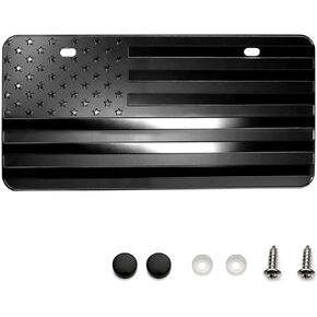 USA Black Flag Metal Stamped Embossed License Plate 2 Hole (12"x6", Black) in Kuwait