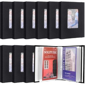 10 قطع ألبوم صور صغير مقاس 4 × 6 صور، غطاء من الكتان مع سجل قصاصات للنافذة الأمامية يحمل 52 صورة، ألبوم صور صغير للعائلة والزفاف والذكرى السنوية وإجازة الطفل (أسود) in Kuwait