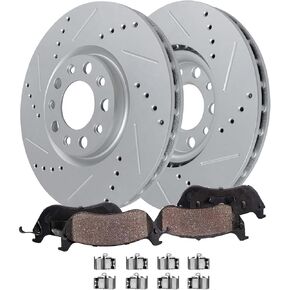 Detroit Axle - Front Brake Pads for 2015 2016 2017 2018 2019 2020 2021 2022 Ford Mustang [Model for Brembo Brake Package] Ceramic Brake Pads with Hardware Replacement in Kuwait