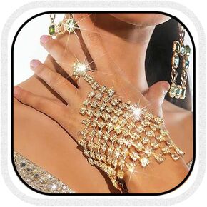 GORTIN Rhinestones Hand Chain Bracelets Crystal Ring Finger Bracelet Wedding Hand Jewelry Accessories for Women in Kuwait