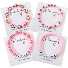 4Pcs Galentines Day Gifts Friendship Bracelets for Women Teens, Love Bracelets Set for Sister Bestie Best Friends in Kuwait