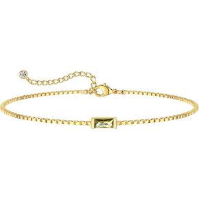 Gold Birthstones Bracelet for Women Christmas Birthday Gifts Dainty 14K Gold Plated Birthstones Bracelet Waterproof Jewelry for Women Trendy Adjustable 6.3+1.2 Inch Extend in Kuwait