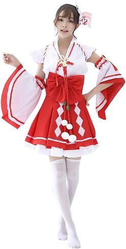 فستان كيمونو نسائي من HongH بطبعة طاووس، زي ياباني قصير لوليتا جيشا، زي موحد للهالوين in Kuwait