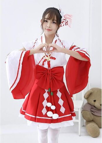 فستان كيمونو نسائي من HongH بطبعة طاووس، زي ياباني قصير لوليتا جيشا، زي موحد للهالوين in Kuwait