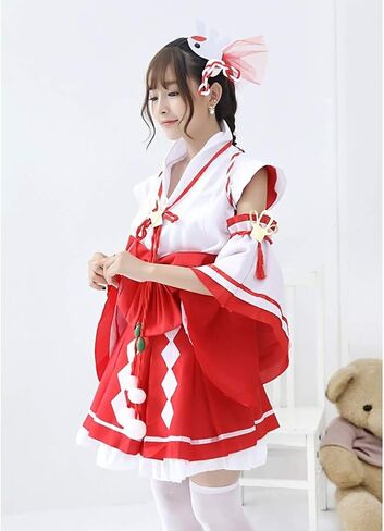 فستان كيمونو نسائي من HongH بطبعة طاووس، زي ياباني قصير لوليتا جيشا، زي موحد للهالوين in Kuwait