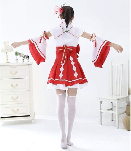 فستان كيمونو نسائي من HongH بطبعة طاووس، زي ياباني قصير لوليتا جيشا، زي موحد للهالوين in Kuwait