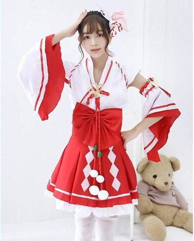 فستان كيمونو نسائي من HongH بطبعة طاووس، زي ياباني قصير لوليتا جيشا، زي موحد للهالوين in Kuwait