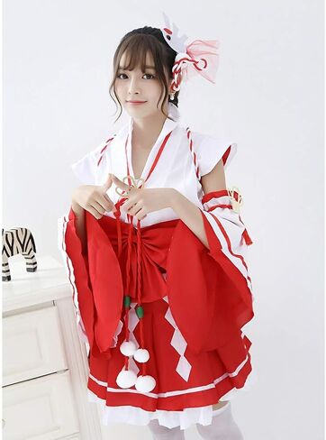 فستان كيمونو نسائي من HongH بطبعة طاووس، زي ياباني قصير لوليتا جيشا، زي موحد للهالوين in Kuwait