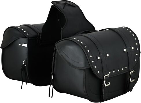 Vance Touring Elite Studded Motorcycle Saddlebags 30L PVC Water-Resistant Compatible with Sportster Dyna Softail Touring Models Vstar Shadow Wide Glide (Touring Elite, Studded) in Kuwait