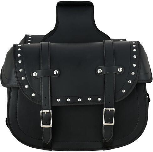 Vance Touring Elite Studded Motorcycle Saddlebags 30L PVC Water-Resistant Compatible with Sportster Dyna Softail Touring Models Vstar Shadow Wide Glide (Touring Elite, Studded) in Kuwait