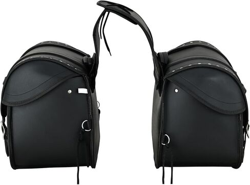 Vance Touring Elite Studded Motorcycle Saddlebags 30L PVC Water-Resistant Compatible with Sportster Dyna Softail Touring Models Vstar Shadow Wide Glide (Touring Elite, Studded) in Kuwait