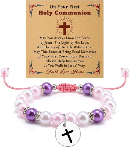 Christian Gifts for Women Religious Faith Based Present Beaded Bracelet Keepsake Catholic Baptism First Communion Confirmation Gifts Christmas Birthday Present for Her Mom Sister Jewelry Bracelet in Kuwait