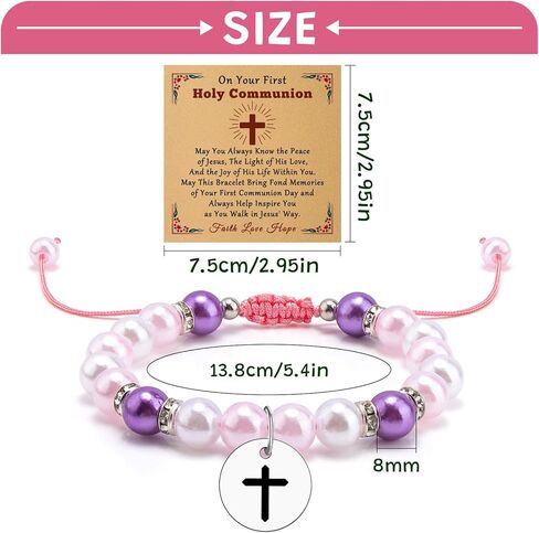 Christian Gifts for Women Religious Faith Based Present Beaded Bracelet Keepsake Catholic Baptism First Communion Confirmation Gifts Christmas Birthday Present for Her Mom Sister Jewelry Bracelet in Kuwait