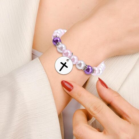 Christian Gifts for Women Religious Faith Based Present Beaded Bracelet Keepsake Catholic Baptism First Communion Confirmation Gifts Christmas Birthday Present for Her Mom Sister Jewelry Bracelet in Kuwait