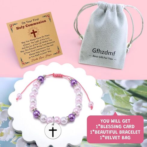 Christian Gifts for Women Religious Faith Based Present Beaded Bracelet Keepsake Catholic Baptism First Communion Confirmation Gifts Christmas Birthday Present for Her Mom Sister Jewelry Bracelet in Kuwait