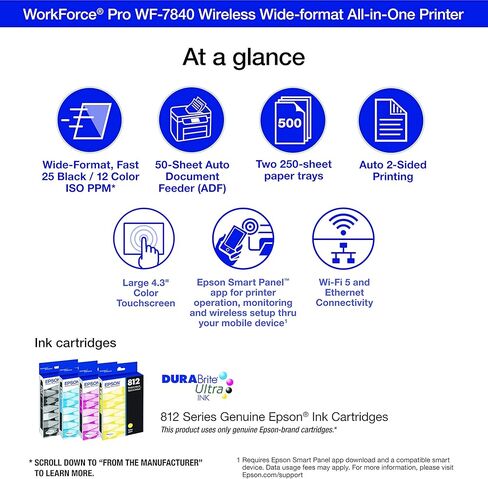 Epson WorkForce Pro WF-7840 Wireless All-in-One Wide-format Printer (Renewed) in Kuwait