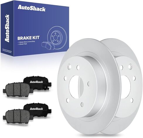 AutoShack Rear Solid Brake Rotors + Ceramic Pads 6-PC Brake Kit Replacement for 2009-2023 Nissan Altima 2013-2019 Nissan Sentra 11.48" (291.6 mm) in Kuwait