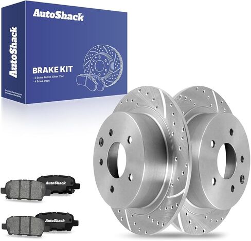 AutoShack Rear Solid Brake Rotors + Ceramic Pads 6-PC Brake Kit Replacement for 2009-2023 Nissan Altima 2013-2019 Nissan Sentra 11.48" (291.6 mm) in Saudi Arabia