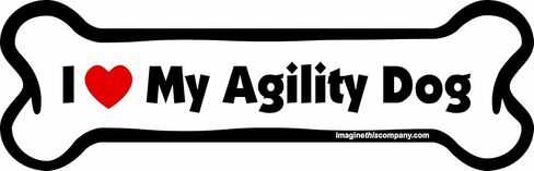 Imagine This Company I Love My Breed Bone Shaped Pet Magnet; Removable Magnets for Cars, Fridges, Lockers & More, Stylish Pet Inspired Car Accessories, 2 x 7 inches, 1 Item, White/Black, Agility Dog in Saudi Arabia