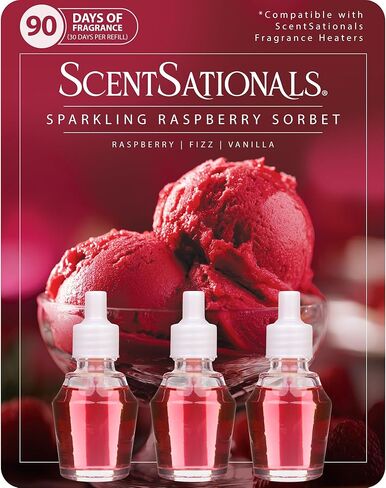 عبوات زيت معطر الهواء برائحة توت العليق المتلألئة من سينت سايشنالز - 3 عبوات - تعمل مع مقابس الحائط سينتساينالز، عطر منزلي طويل الأمد، 0.8 أونصة سائلة لكل منها، قد تختلف التعبئة والتغليف in Saudi Arabia