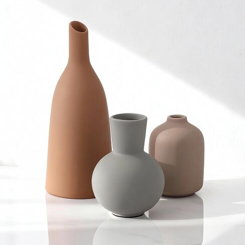 Ceramic Vase Home Table Decor, Pottery Boho Rustic Farmhouse Decor, Small Vases for Coffee & Dinner Table, Mantel, Shelf - Home Decor for Living Room, Bedroom, Office in Saudi Arabia