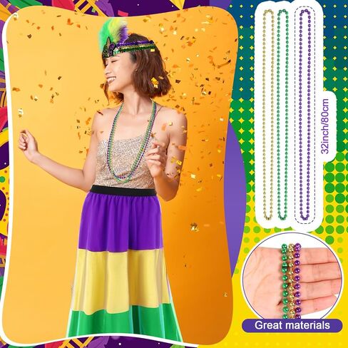 5 Pcs Mardi Gras Costume Accessory Set Skirts Mesh Long Skirt Mardi Gras Feather Headband Beads Necklace in Saudi Arabia