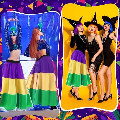 5 Pcs Mardi Gras Costume Accessory Set Skirts Mesh Long Skirt Mardi Gras Feather Headband Beads Necklace in Saudi Arabia