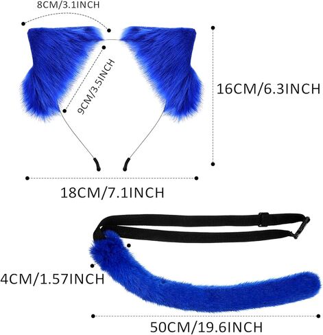 12 Pcs Blue Cat Costume Set Cat T Shirt Ear Headband Tail Glasses Button Read Book Day Character Dress up Outfit in Kuwait