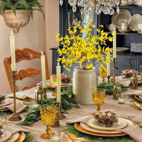 6 Pcs Artificial Forsythia Branches Silk Yellow Flowers Faux Forsythia Branches Fake Spring Flowers Stems for Decoration Indoor Outdoor Wedding Home Yard Cemetery Dining Table Vase Party in Saudi Arabia