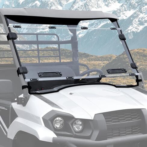 زجاج أمامي كامل بفتحات تهوية من KEWISAUTO لملحقات Kawasaki Mule Pro MX 2019-2026، معطف صلب مقاوم للخدش وزجاج أمامي متين بفتحات تهوية in Saudi Arabia