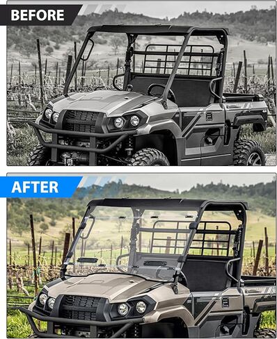 زجاج أمامي كامل بفتحات تهوية من KEWISAUTO لملحقات Kawasaki Mule Pro MX 2019-2026، معطف صلب مقاوم للخدش وزجاج أمامي متين بفتحات تهوية in Saudi Arabia