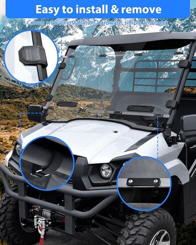 زجاج أمامي كامل بفتحات تهوية من KEWISAUTO لملحقات Kawasaki Mule Pro MX 2019-2026، معطف صلب مقاوم للخدش وزجاج أمامي متين بفتحات تهوية in Saudi Arabia