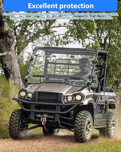 زجاج أمامي كامل بفتحات تهوية من KEWISAUTO لملحقات Kawasaki Mule Pro MX 2019-2026، معطف صلب مقاوم للخدش وزجاج أمامي متين بفتحات تهوية in Saudi Arabia