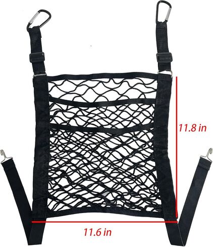 حقيبة شبكية لتنظيم المقعد الخلفي للسيارة مكونة من 3 طبقات، حامل محفظة السيارة لإكسسوارات السيارة، حامل محفظة مناديل البضائع حاجز المقعد الخلفي للحيوانات الأليفة للأطفال في السيارة/سيارات الدفع الرباعي/الشاحنة (أسود) in Kuwait