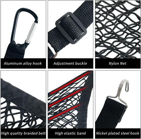 حقيبة شبكية لتنظيم المقعد الخلفي للسيارة مكونة من 3 طبقات، حامل محفظة السيارة لإكسسوارات السيارة، حامل محفظة مناديل البضائع حاجز المقعد الخلفي للحيوانات الأليفة للأطفال في السيارة/سيارات الدفع الرباعي/الشاحنة (أسود) in Kuwait