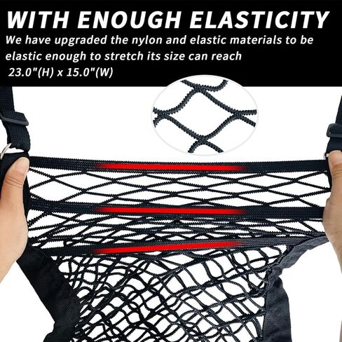 حقيبة شبكية لتنظيم المقعد الخلفي للسيارة مكونة من 3 طبقات، حامل محفظة السيارة لإكسسوارات السيارة، حامل محفظة مناديل البضائع حاجز المقعد الخلفي للحيوانات الأليفة للأطفال في السيارة/سيارات الدفع الرباعي/الشاحنة (أسود) in Kuwait