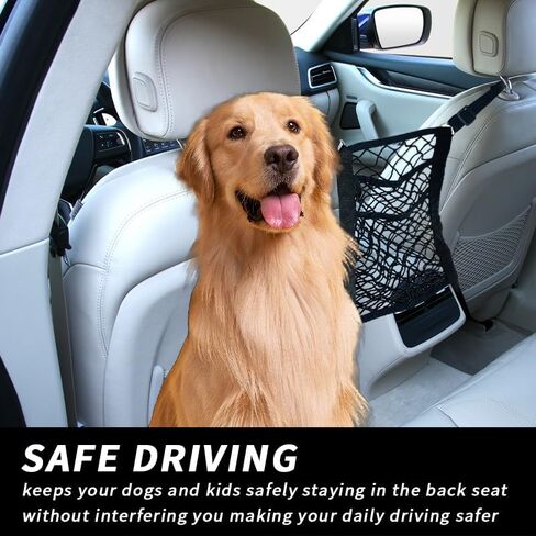 حقيبة شبكية لتنظيم المقعد الخلفي للسيارة مكونة من 3 طبقات، حامل محفظة السيارة لإكسسوارات السيارة، حامل محفظة مناديل البضائع حاجز المقعد الخلفي للحيوانات الأليفة للأطفال في السيارة/سيارات الدفع الرباعي/الشاحنة (أسود) in Kuwait