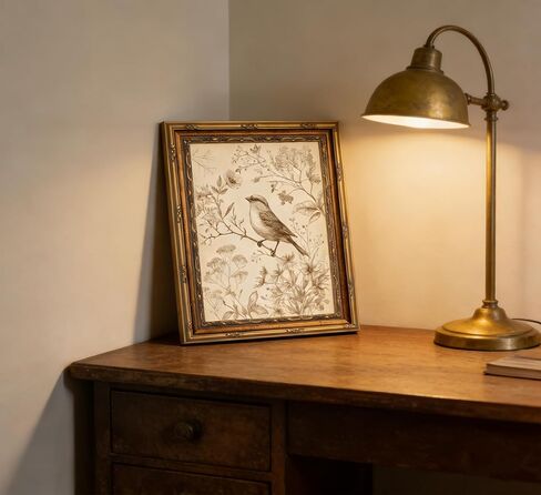 Vintage Gold Framed Bird Canvas Wall Art Retro Farmhouse Sparrow Painting Picture Wall Decor Rustic Floral Botanical Poster Print Artwork for Living Room Bedroom Home Decoration in Saudi Arabia