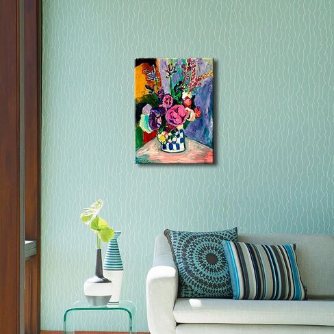 Wieco Art Canvas Prints Wall Art لا تزال حياة الفاوانيا في مزهرية 1907 بواسطة Henri Matisse طباعة فنية قماشية تجريدية لديكور الحائط وديكورات المكاتب المنزلية in Saudi Arabia