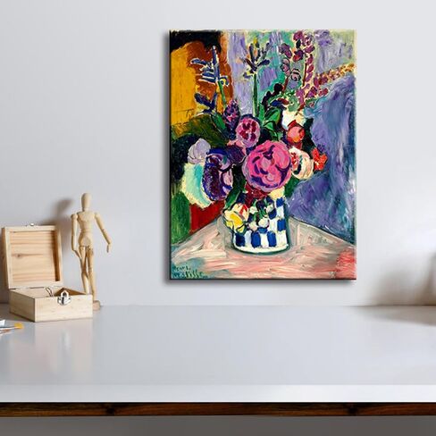 Wieco Art Canvas Prints Wall Art لا تزال حياة الفاوانيا في مزهرية 1907 بواسطة Henri Matisse طباعة فنية قماشية تجريدية لديكور الحائط وديكورات المكاتب المنزلية in Saudi Arabia