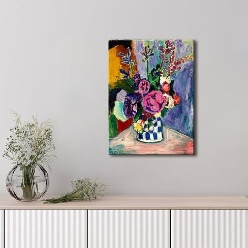 Wieco Art Canvas Prints Wall Art لا تزال حياة الفاوانيا في مزهرية 1907 بواسطة Henri Matisse طباعة فنية قماشية تجريدية لديكور الحائط وديكورات المكاتب المنزلية in Saudi Arabia