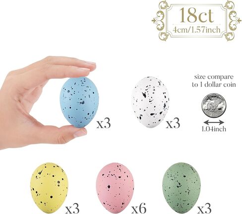 Valery Madelyn 18Pcs Easter Eggs Ornaments for Small Tree Decorations, 1.57" Pastel Pink Blue Plastic Easter Eggs Bulk, Shatterproof Decorative Hanging Egg Decorations Spring Party Decor in Saudi Arabia