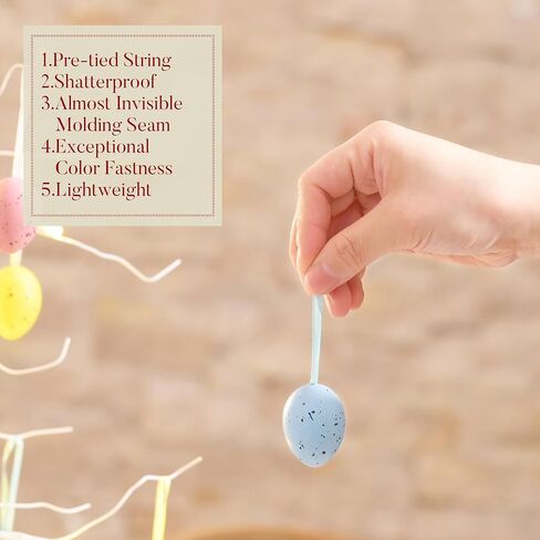 Valery Madelyn 18Pcs Easter Eggs Ornaments for Small Tree Decorations, 1.57" Pastel Pink Blue Plastic Easter Eggs Bulk, Shatterproof Decorative Hanging Egg Decorations Spring Party Decor in Saudi Arabia