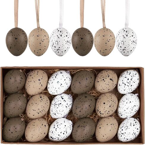 Valery Madelyn 18Pcs Easter Eggs Ornaments for Small Tree Decorations, 1.57" Pastel Pink Blue Plastic Easter Eggs Bulk, Shatterproof Decorative Hanging Egg Decorations Spring Party Decor in Saudi Arabia
