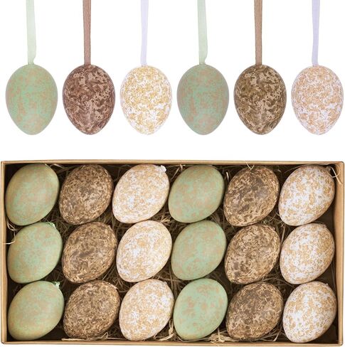 Valery Madelyn 18Pcs Easter Eggs Ornaments for Small Tree Decorations, 1.57" Pastel Pink Blue Plastic Easter Eggs Bulk, Shatterproof Decorative Hanging Egg Decorations Spring Party Decor in Saudi Arabia